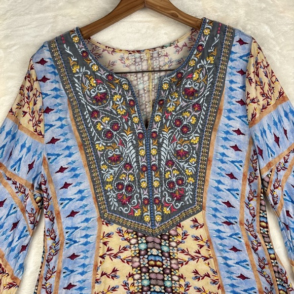 Soft Surroundings Womens Sz S Fifi Embroidered Floral Tunic Top Blouse Festival - Picture 4 of 13